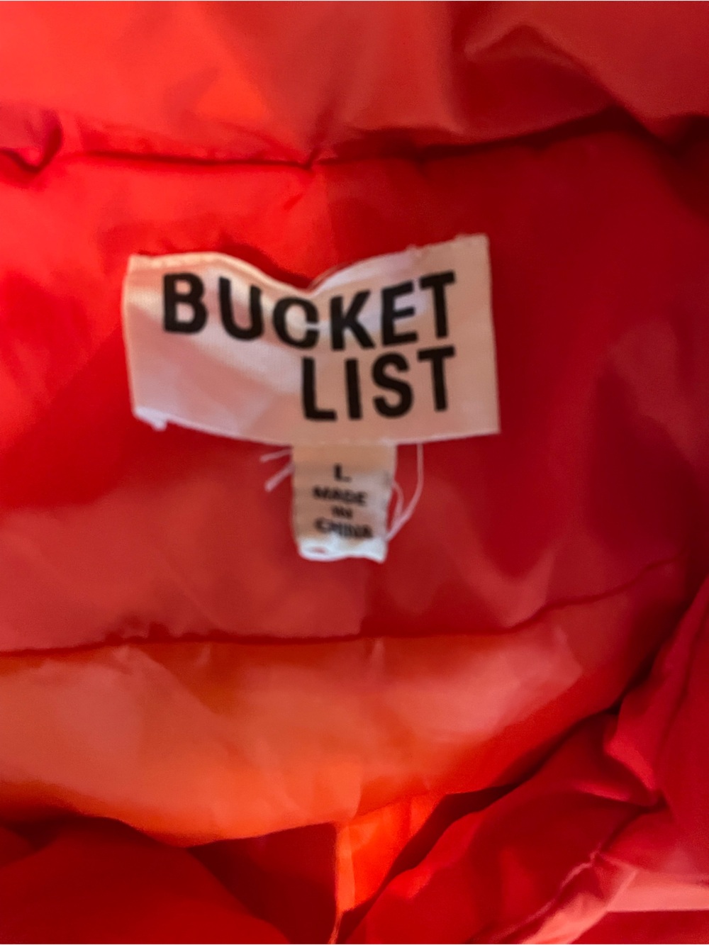 BUCKET LIST Orange Ruffle Puffer Vest - Size L - Picture 3 of 5